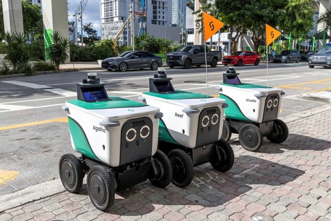 Delivery robot for Essen self-driving autonomous vehicles from Serve Robotics in Miami, USA