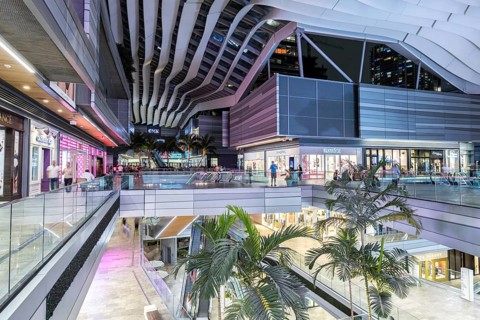 Miami modern shopping center Brickell City Centre shopping mall shopping at night in Miami, USA