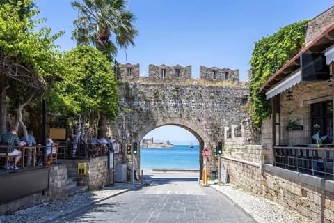 Panayia Blessed Virgin Mary Gate from the Middle Ages in the old town of the island of Rhodes,