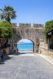 Panayia Blessed Virgin Mary Gate from the Middle Ages in the old town of the island of Rhodes,