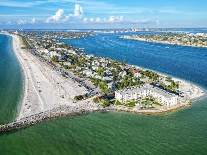 St. Pete Beach near Saint Petersburg Florida Pass-a-Cricket Beach Beach and sea from above Aerial