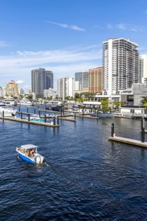 Fort Lauderdale skyline at Las Olas Marina with Florida boats yachts in Fort Lauderdale, USA