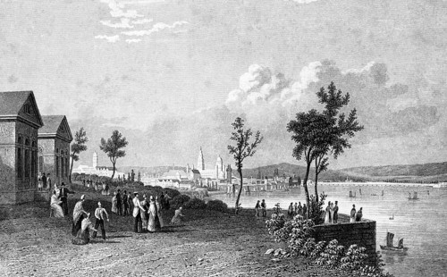 State capital Mainz, Rhineland-Palatinate, Germany, Rhine with waterfront, many walkers, waterfront