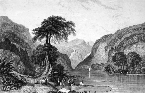 Tempe Isyllian valley in the river Pinius, Thessaly, Greece, narrow breakthrough valley, geology,