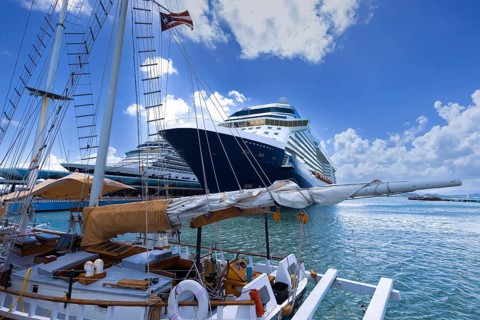 Cruise ship in San Juan, Puerto Rico on a Caribbean cruise vacation