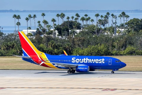 A Southwest Airlines Boeing 737-700 aircraft with the license plate N287WN at Tampa airport, USA