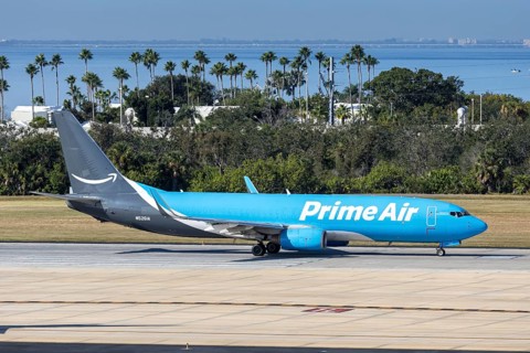 A Prime Air Boeing 737-800BCF aircraft with license plate N5261A at Tampa airport, USA