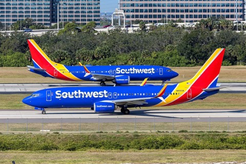 Southwest Airlines Boeing 737 aircraft with license plate N8503A at Tampa airport, USA