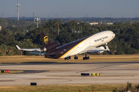 A McDonnell Douglas MD-11F UPS United Parcel Service aircraft with license plate N258UP at Tampa