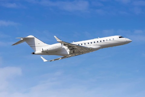 A Bombardier Global 5000 private jet aircraft with license plate N954L at Fort Lauderdale Airport,