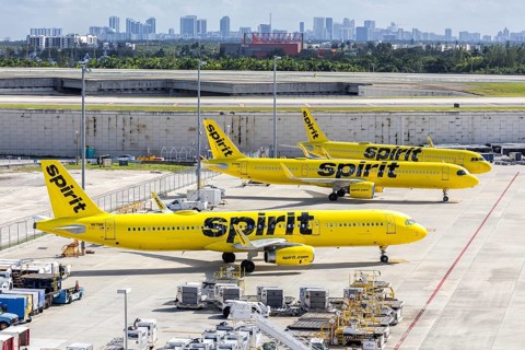 Airbus A321 Spirit Airlines aircraft with license plate N671NK at Fort Lauderdale airport, USA