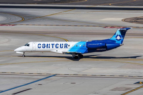 A Contour Airlines Embraer 135 aircraft with license plate N16502 at Phoenix airport, USA