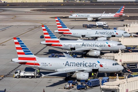 American Airlines Airbus aircraft with license plate N700UW at Phoenix airport, United States