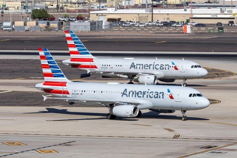 Airbus A320 and A319 American Airlines aircraft at Phoenix airport, United States