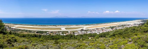 Panoramic view of Rhodes airport, Greece
