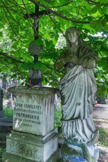 Angel sculpture under a chestnut tree on a family grave, Lützenhofer cemetery Lychakivskiy