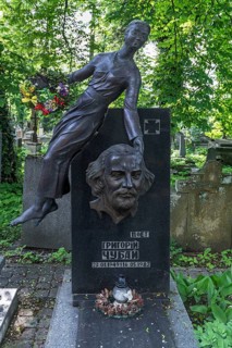Grave of church scholar Noët von Smyrna, Lützenhofer cemetery Lychakivsky cemetery, Lviv, Galicia,