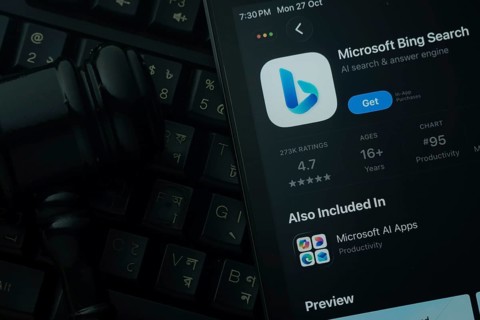 Dhaka, Bangladesh- 28 Oct 2025: An iPad displaying the Microsoft Bing app against a judge's gavel