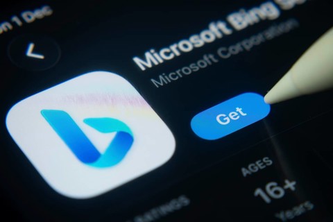 Dhaka, Bangladesh- 01 Dec 2025: A close-up of the Microsoft Bing app icon in the App Store on an