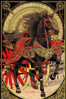 Modern representation of tarot card The Chariot symbolizing victory, success, determination, hard