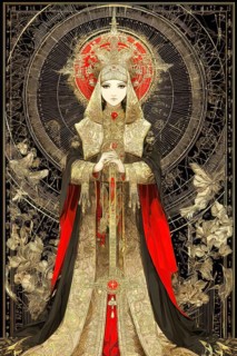 Modern representation of tarot card The Empress symbolizing fertility, motherhood, beauty,