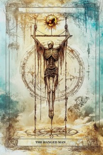 Modern representation of tarot card The Hanged Man symbolizing uncertainty, lack of direction,