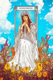 Classical representation of tarot card The High Priestess symbolizing desirability, mystery,