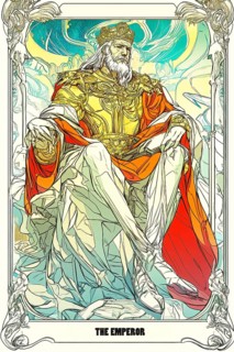 Modern representation of tarot card The Emperor symbolizing stability, fatherhood, authority, older