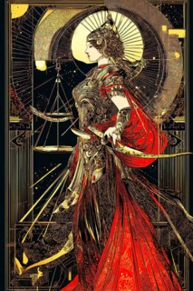 Modern representation of tarot card The Justice symbolizing justice, law, truth, honesty,
