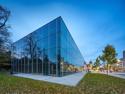 Bauhaus Museum Dessau at dusk, Dessau-Roßlau, Saxony-Anhalt, Germany