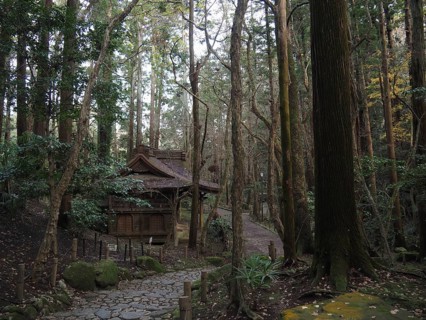 Quietly located wooden cabin surrounded by a thick forest, Narita-san Park, Narita, Japan