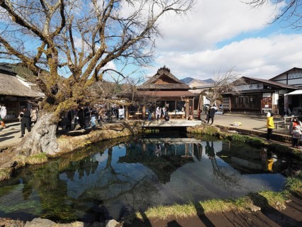 Traditional village with pond and trees, a place full of culture and nature, Oshino Hakkai,