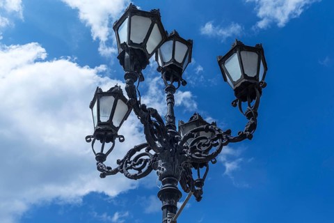 Five-armed old street lamp, Lviv, Ukraine