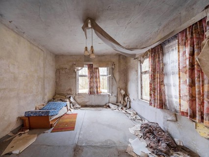 Abandoned hotel room in a dilapidated hotel, Lost Place, Saxony-Anhalt, Germany