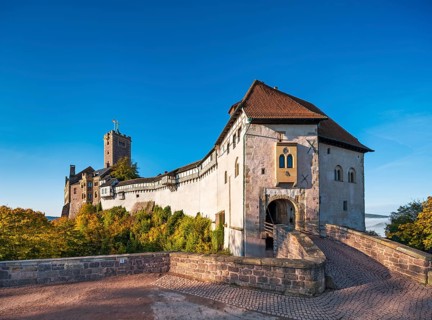 The Wartburg with drawbridge in autumn, UNESCO World Heritage Site, Eisenach, Thuringia, Germany