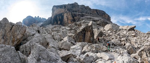 Rocky mountain landscape, Via Ferrata SOSAT via ferrata, Brenta Mountains, Trentino, Italy