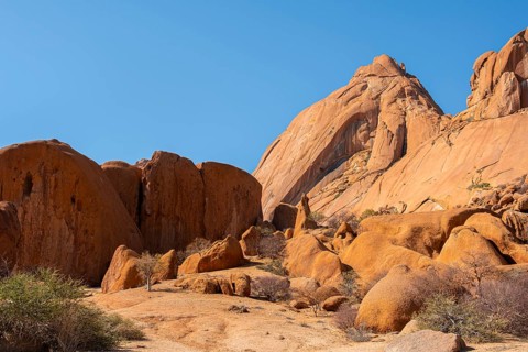 Majestic rocks in the desert under bright sky, Spitzkoppe, Namibia