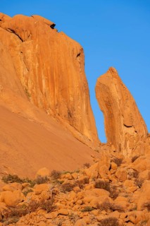 Rugged rock formation next to a narrow gorge near Spitzkoppe, Spitzkoppe, Namibia