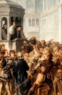Gilbert Bourne, the last Roman Catholic Bishop of Bath and Wells, preaching at St Paul's Cross,