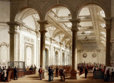 Interior of Lloyd's of London, also known as Lloyd's, an insurance and reinsurance market located