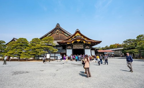 Kuruma-yose building behind the Tosaburai, former imperial villa, Nijo Castle, Kyoto, Japan
