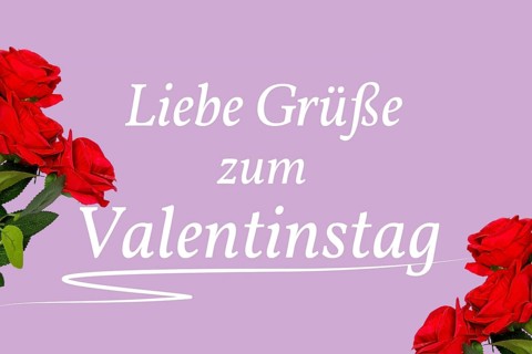 Valentine greetings: roses and text VALENTINE'S DAY GREETINGS on a lilac background