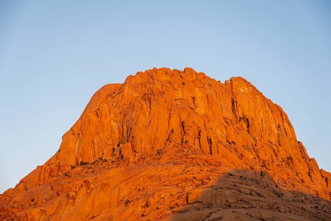 Close-up of rocky peak of Spitzkoppe in warm sunset light, Spitzkoppe, Namibia