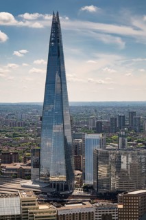 View of the modern skyscraper The Shard from the Sky Garden, London, England, Great Britain