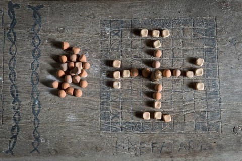 Historic Northern European Viking board game Hnefatafl or Tablut, strategy game for two players