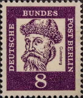 Johann Gutenberg, (about 1400-1468) a German book printer and inventor. Portrait on a German