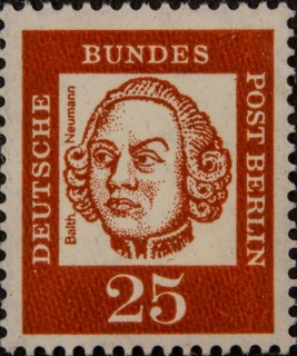 Johann Balthasar Neumann (1687-1753) was a German Baroque architect. Portrait on German postage