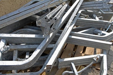 Metal parts on a construction site
