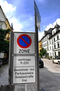 Traffic signs parking ban, restricted stopping ban with notice residents with parking permit free