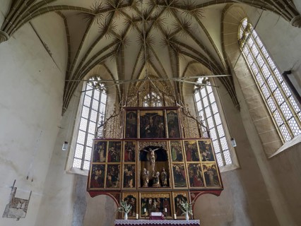 Late Gothic winged altar in the three-nave hall church, Birthälm fortified church, 15th century,